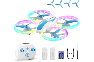 Dacene Drone for Kids and Beginners, Mini RC Quadcopter with LED Light, 360° Flip, One Key Take Off Landing and 2 Batteries, 