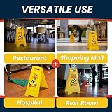 Abbey Wet Floor Sign Pack of 2 Yellow 640mm Height Caution Cleaning in Progress view 5