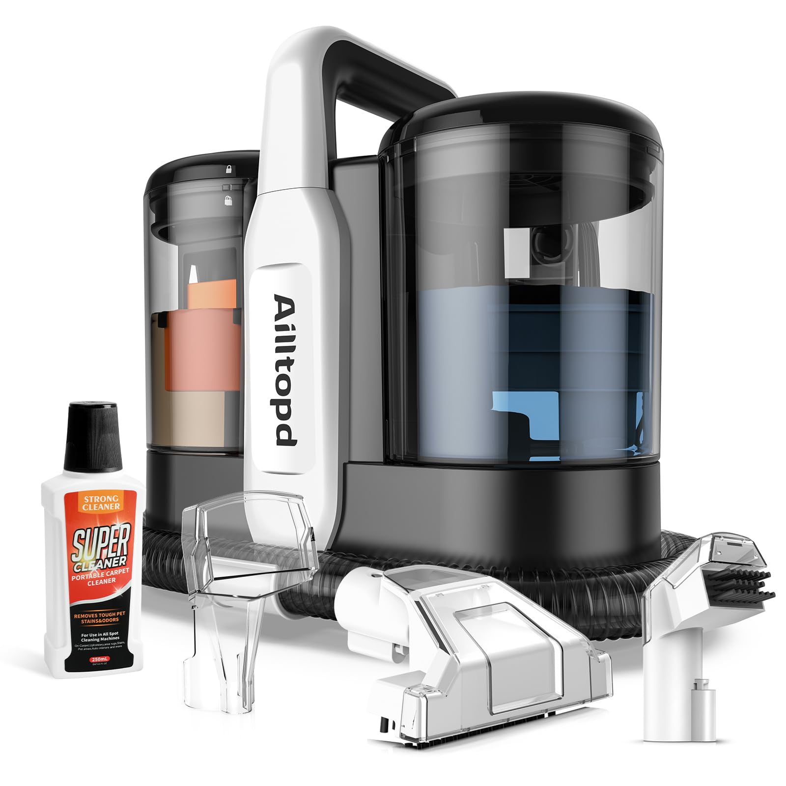 Photo 1 of *USED*
Ailltopd Portable Carpet & Upholstery Spot Cleaner Machine, Powerful Suction & Handheld Carpet Cleaner, Deep Stain Cleaning for Carpet, Car, Couches, Pets, with Carpet Cleaner Solution