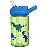 CamelBak Eddy+ Kids Bite Valve Straw Tritan Renew Water Bottle Green, 14oz