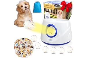 Wortade Automatic Ball Launcher for Dogs, Dog Balls Thrower with 19-32-45Ft Distance, Rechargeable Automatic Thrower with 6 Balls (2.2"), Dog Ball Launcher for Small & Medium Blue