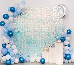 Kate Square Rainbow Blue Sequin Wall Panels Wedding