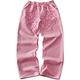 RoseSeek Men's Graphic Baggy Sweatpants Y2K Spiderweb Elastic Waist Wide Leg Athletic Pants Trousers