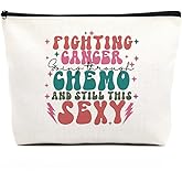 Makeup Bag Cancer Gifts for Women Funny Chemo Cancer Survivor Cancer Fighter Cancer Warrior Gifts for Her Cancer Patient Friends Inspirational Breast Cancer Awareness Toiletry Bag Zipper Pouch