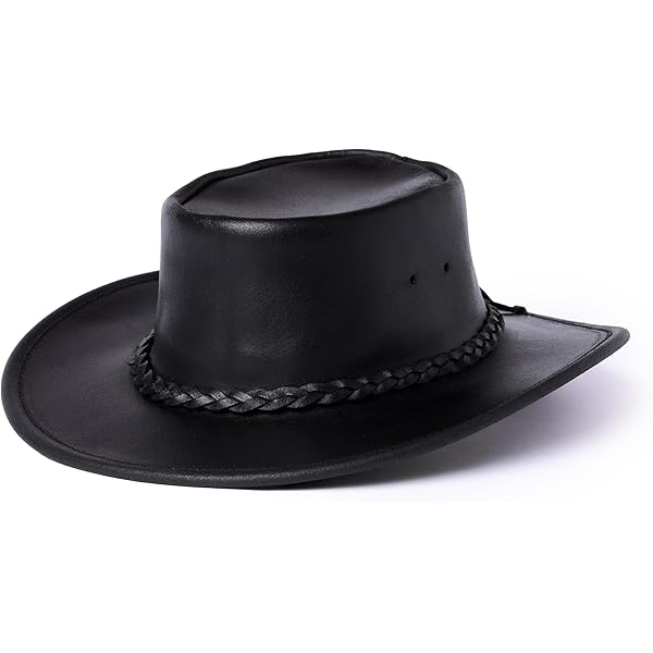 【おまけ付き】Wantkey Camp wanbon BLACK ウォンボン Minnetonka Fold-Up Outback Hat -Leather Brim Hat Made with Genuine