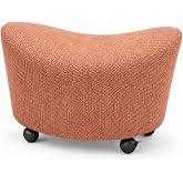 Leesingdo Modern Ottoman Stool for Living Room, Foot Rest Seat for Bedroom | Small Upholstered Accent Corduroy Cozy Ottoman for Small Spaces, Aesthetic Home Decor(Orange)