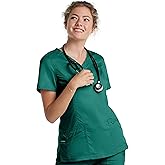 Landau Proflex Tailored Fit Stretch 3-Pocket Mock Wrap Scrub Top for Women 4161