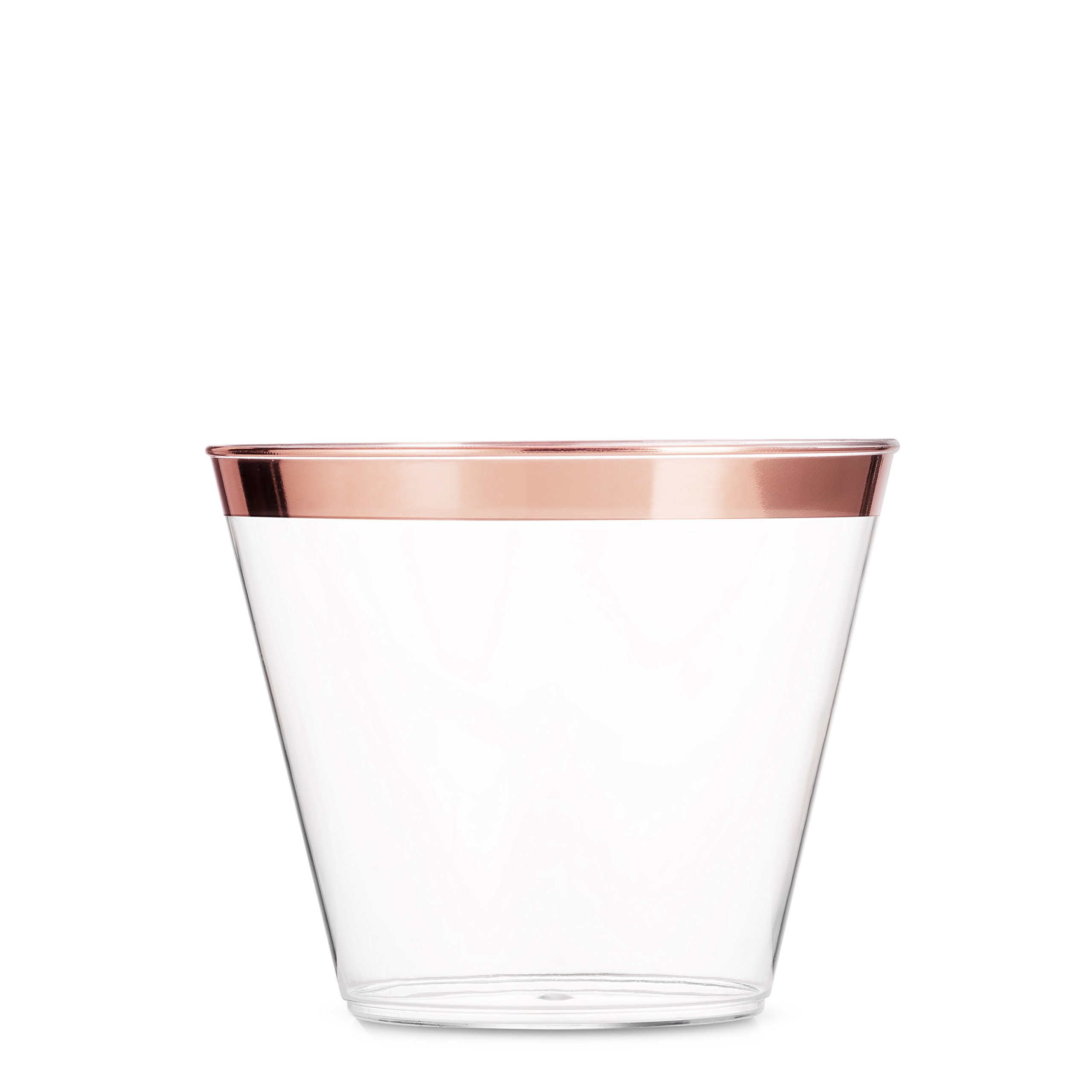 100 Rose Gold Plastic Cups 9 Oz Clear Plastic Cups Old Fashioned