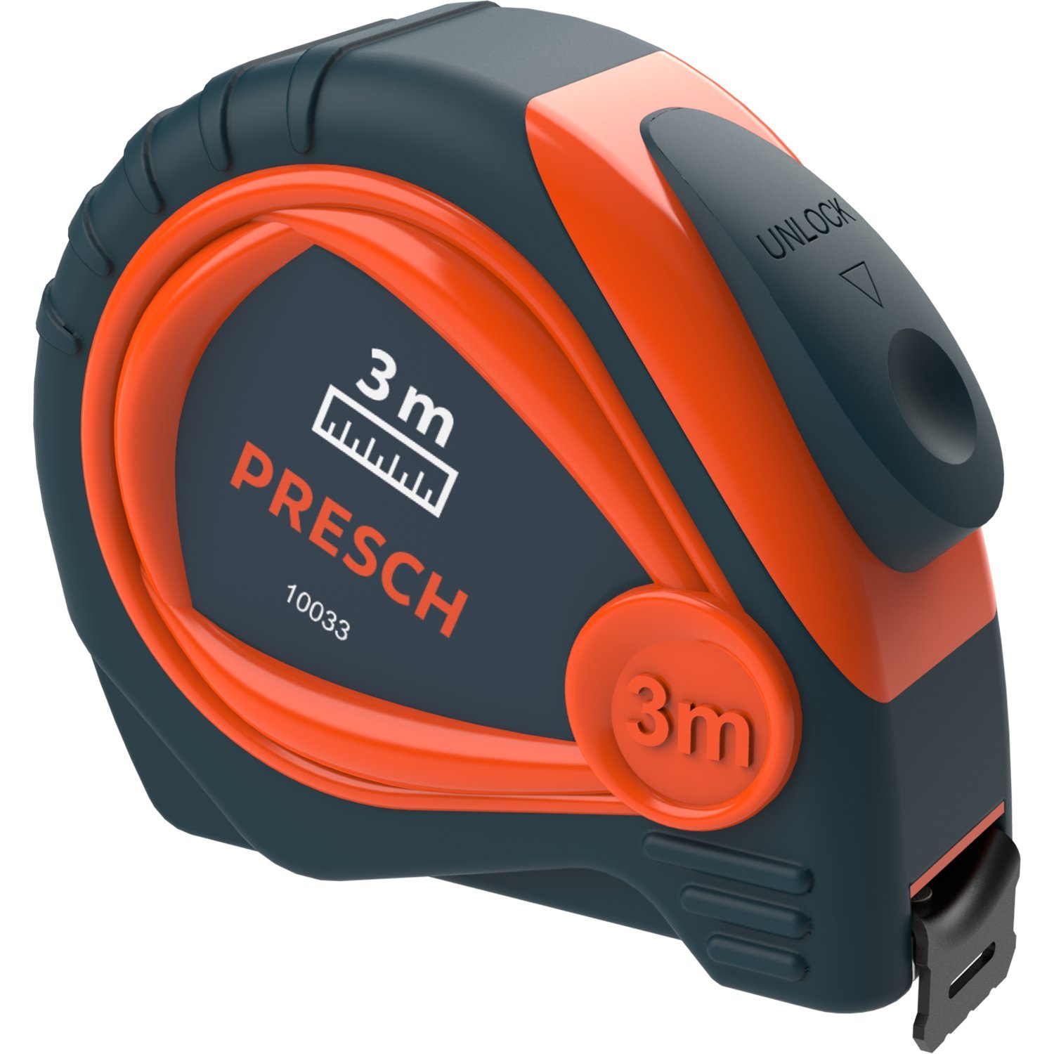 Presch Tape Measure 3m - Small, Robust, Professional Only Metric Measuring Tape - Riveted, with Metal Belt Holder and Retractable - 3m Tape Measure