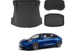 Bomely Cargo Mat Compatible with 2021 2022 2023 Tesla Model 3 Trunk Mats Front Trunk Liner TPE Rear Storage Mat Cargo Liners All Weather Tesla Model 3 Accessories (Set of 3 Mats 2021+)