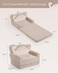 Blissful Diary Foldable Toddler Couch, 2-in-1 Comfy