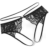 Avidlove Lace Thongs for Women Strap Cheeky Underwear Floral Lace Panties Hollow Out G-String