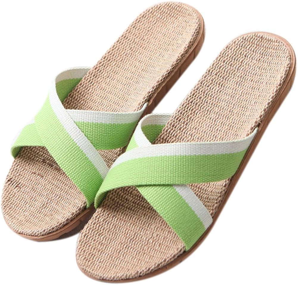 TELLW Linen Flax Suction Sweat OdorProof Slippers Summer