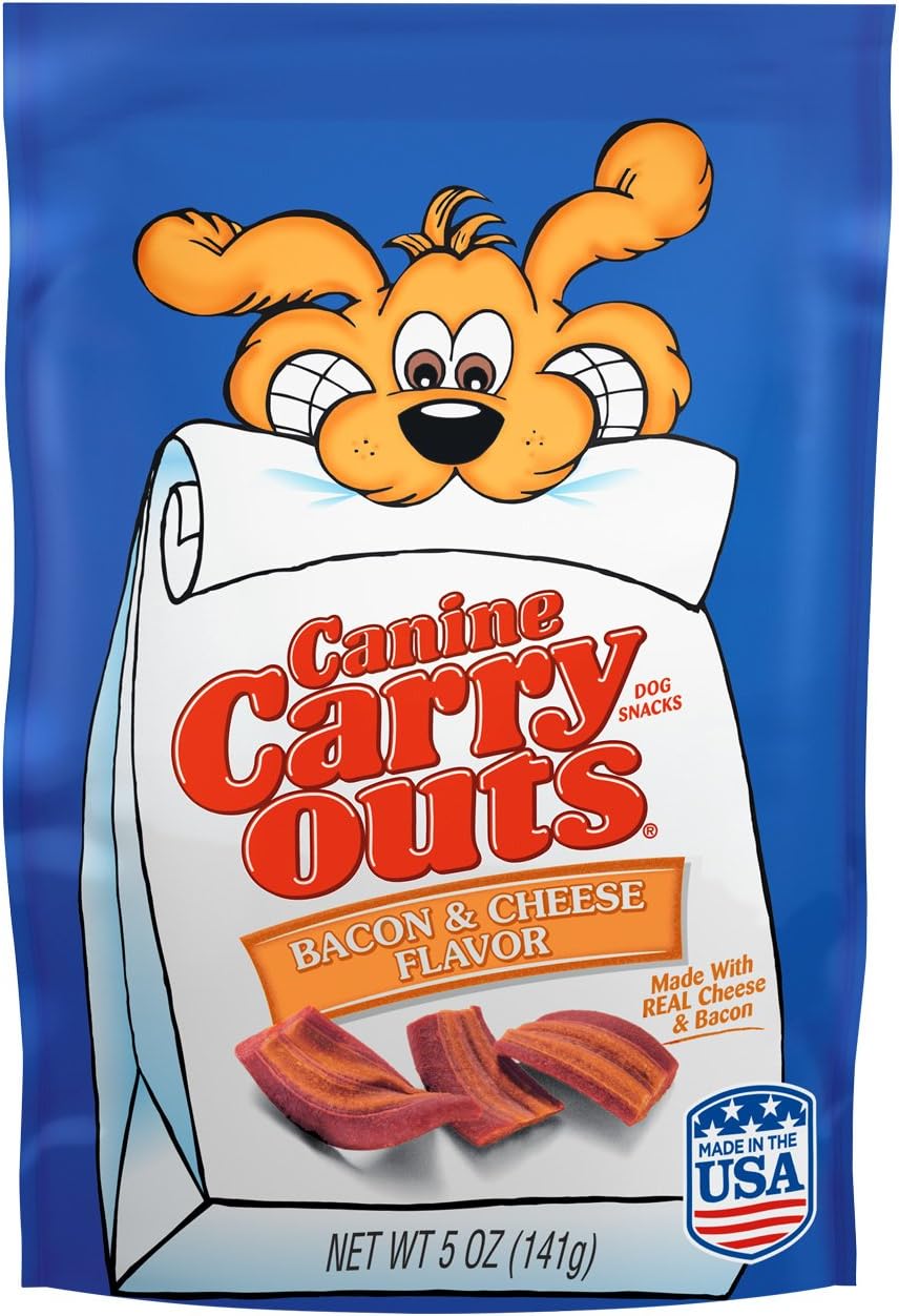 Canine Carry Outs Bacon & Cheese Flavor Dog Treats, 5 Ounce Bag (Pack of 10)