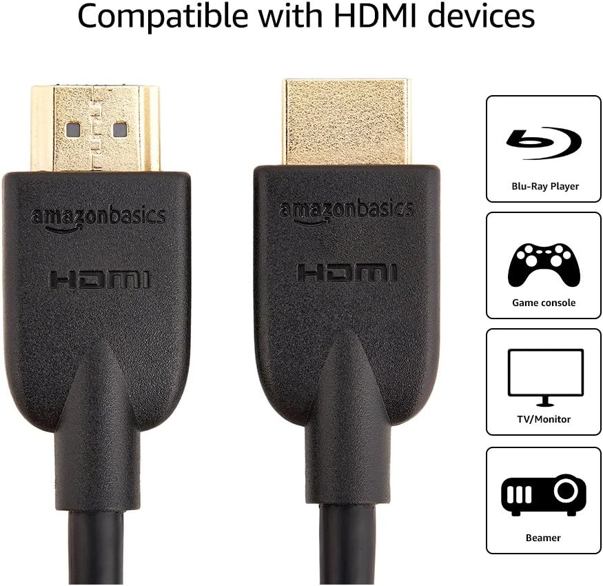 Amazon Basics 4K HDMI Cable 0.9m, 2 pack - 18Gbps High Speed with Ethernet, 4K@60Hz, 2160p, Black, 0.9 m - Image 4