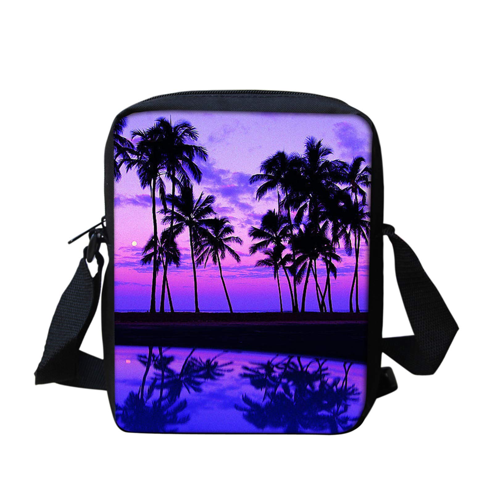 Coloranimal Mini Crossbody Bag Shoulder Handbag for Boy Girl Tropical Palm Tree Pattern Mini Portable Cellphone Pouch Purse Wallet Small Messenger Bags