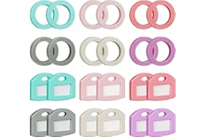 Uniclife 24 Pcs Key Covers Caps and Key Caps Tags Set, Key Identifiers with Labels, Soft Stretchy Key Covers for House Key, Key Head Protectors (Not for Odd-Shaped Keys), 6 Colors