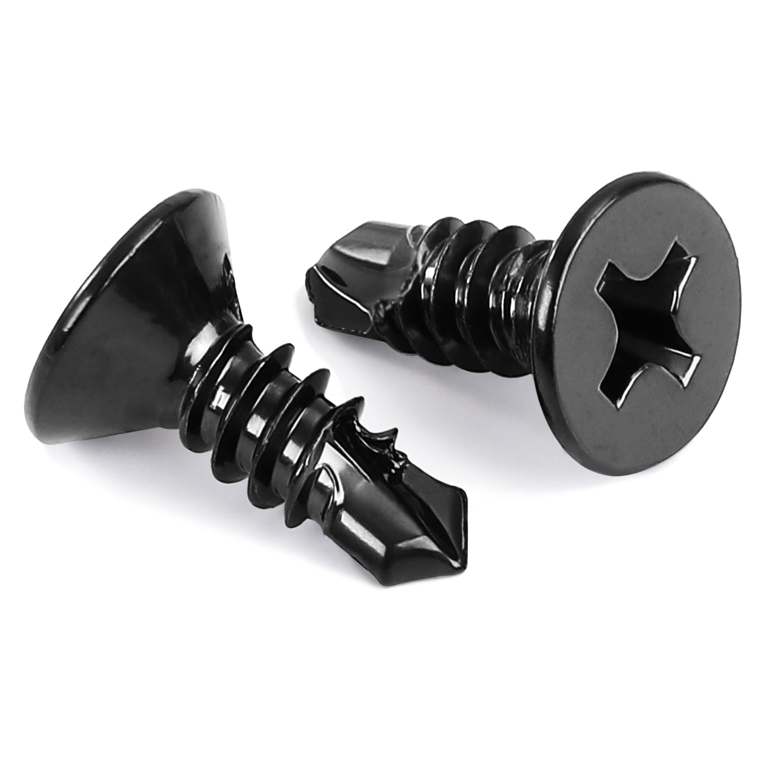 Photo 1 of #8 x 1/2" Flat Head Self Tapping Screws Sheet Metal Screws, Stainless Steel 410, Black Finish, 100 PCS