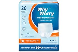 WhyWorry Incontinence Underwear for Women and Men, Adult Pull Ups with Maximum Absorbency, Unisex Disposable Incontinence Pan