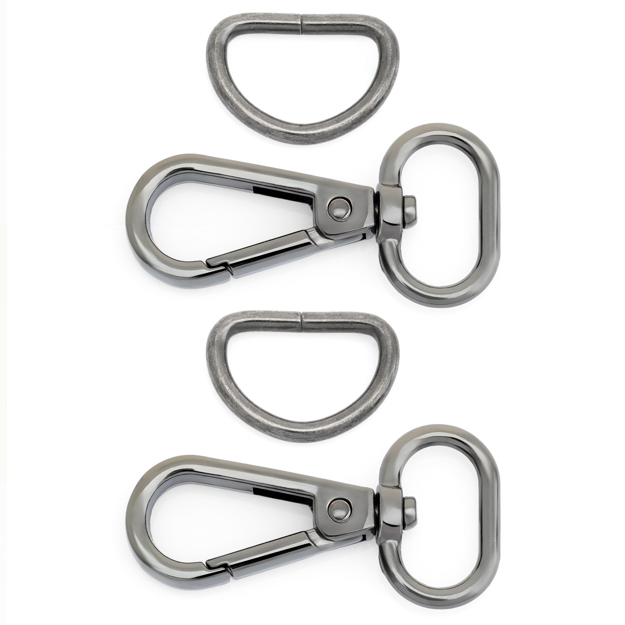 CRAFTMEMORE 10 Sets Gunmetal Snap Hooks Lobster Clasp Black Swivel Push Gate Fashion Clips with D Rings Craft FSD1 (3/4 Inch)