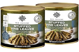Med Cuisine Dolmades (SVL) 2KG X 2 - Stuffed Grape Leaves with Rice 4.4Lb - 60 units X 2 | Premium, Large (70 oz), Ready to Eat Vegan Rolls, Super Tasty