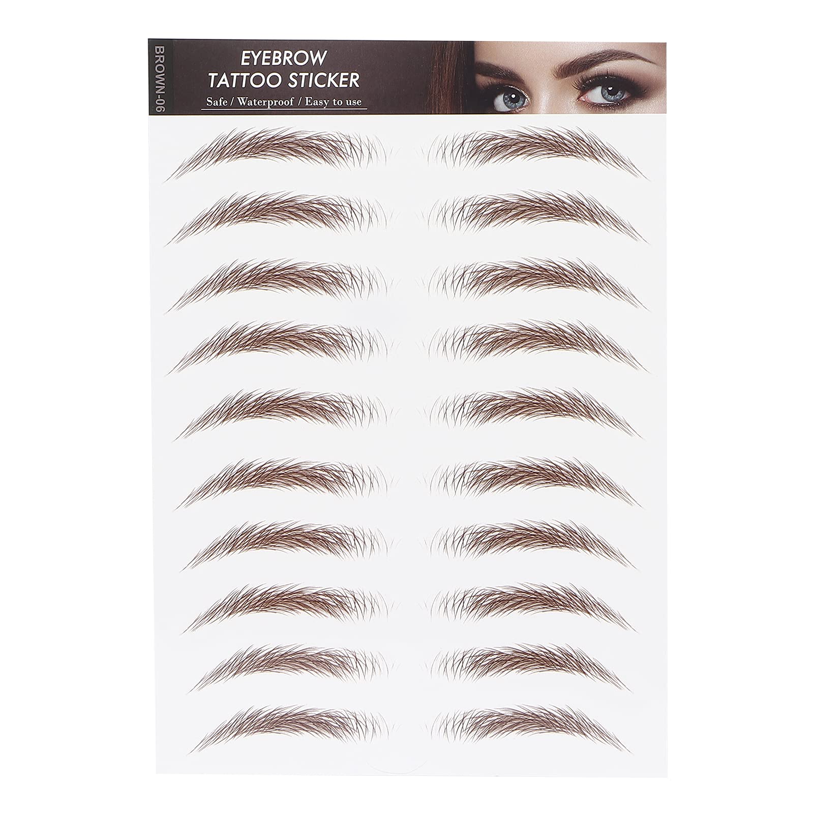 Eyebrows Waterproof Eyebrow Tattoo Stickers, Long Lasting Natural Transfers, Temporary Grooming Shaping Makeup Stickers for Women Girls Brown (F)