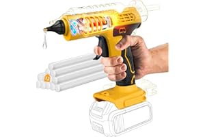DENQIR 100W Cordless Hot Glue Gun for DeWalt 20V Battery(NO Battery), Full Size Hot Wireless Hot Glue Gun Kit with 12pcs 0.43'' Large Glue Gun Stick Set for Craft & DIY
