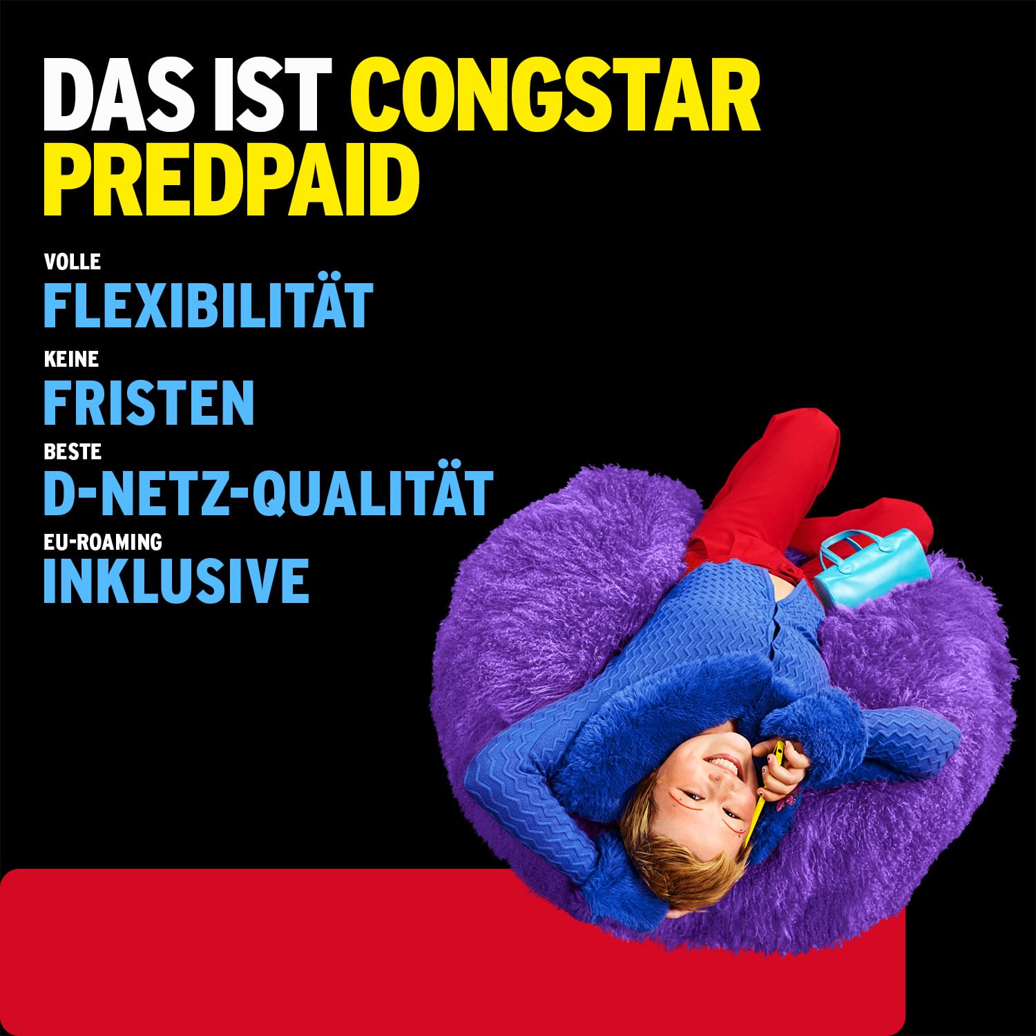 congstar Prepaid ALLNET L SIM-Karte ohne Vertrag I 40 GB Vielsurfer Prepaid-Paket in D-Netz-Qualität I 5G mit 25 Mbit/s + 24€ Startguthaben I Telefonie & SMS Flat in alle dt. Netze I EU-Roaming inkl. 6