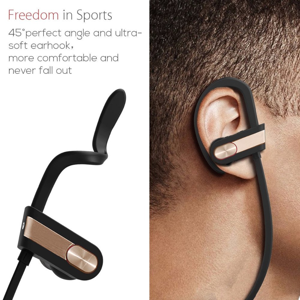 Bluetooth Earphones,XPLUS Bluetooth Headphones with Mic Bass Noise Cancelling, Metal Decorate Bluetooth HD Stereo Headset In-ear Earbuds Earphones with Soft Rubber Ear Hooks (Grey)