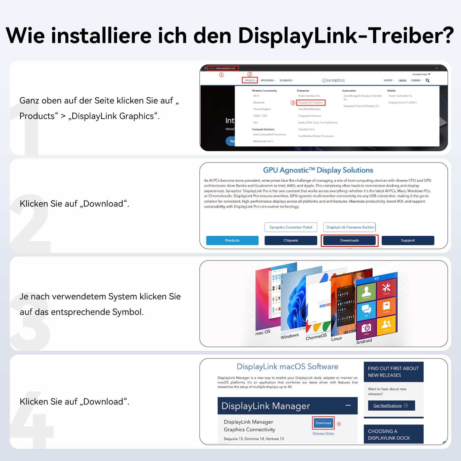 ACASIS USB C auf Dual HDMI DisplayLink Adapter, 4K@60Hz, 2 HDMI, 100W PD Charging, DisplayLink Docking Station für Mac M1/M2/M3/Windows,USB A/C auf Dual Monitor Adapter (Phantom Grey) 9
