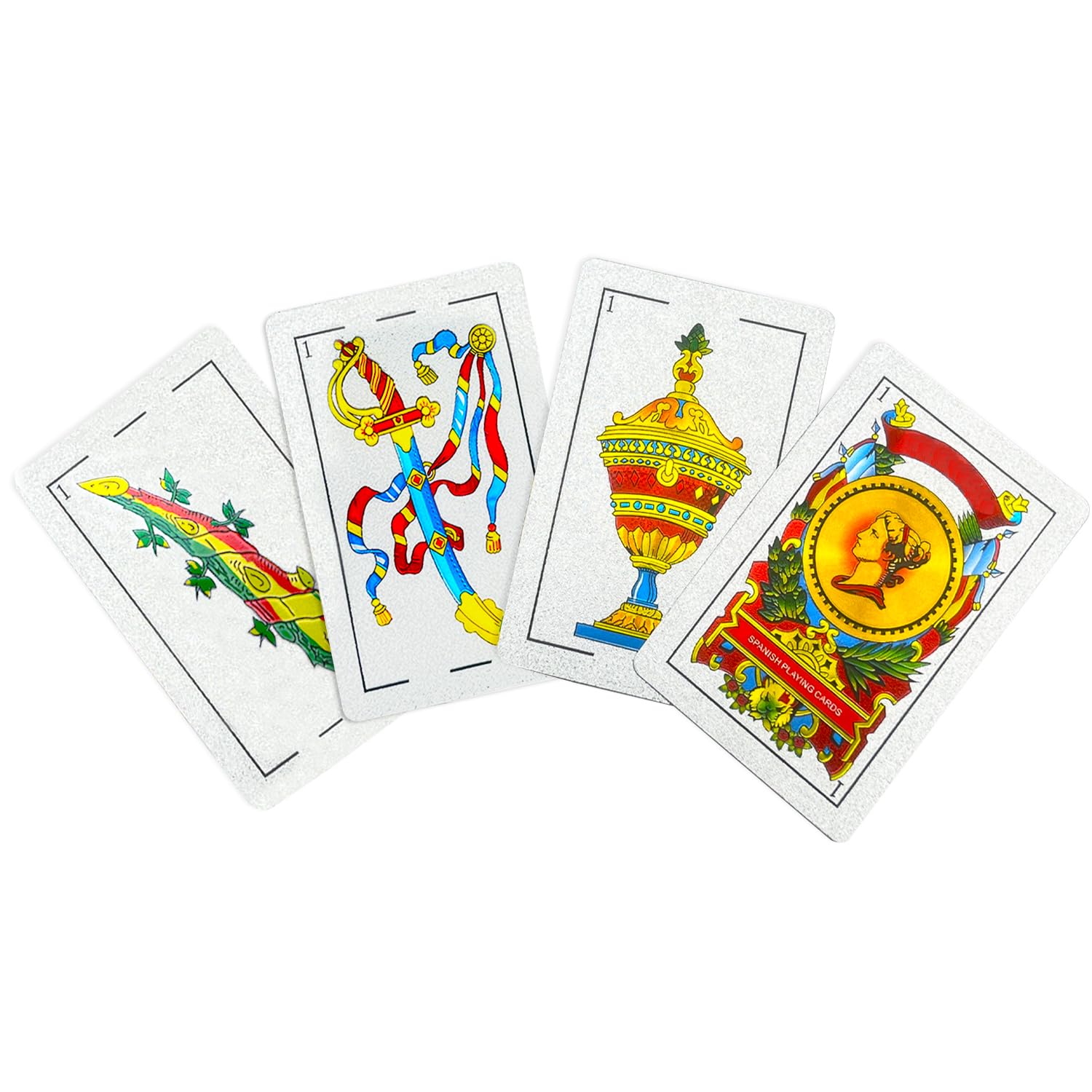 Spanish Playing Cards, Original Spanish Cards Games Deck of Cards, Briscas Cards Puerto Rico Mexican Playing Cards (Silver x 1)