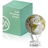 MOVA Self Rotating Globe, Antique Terrestrial White Classic (4.5") | solar powered globe, no batteries or cords, gift for geography lovers, premium kinetic display, office desk decor