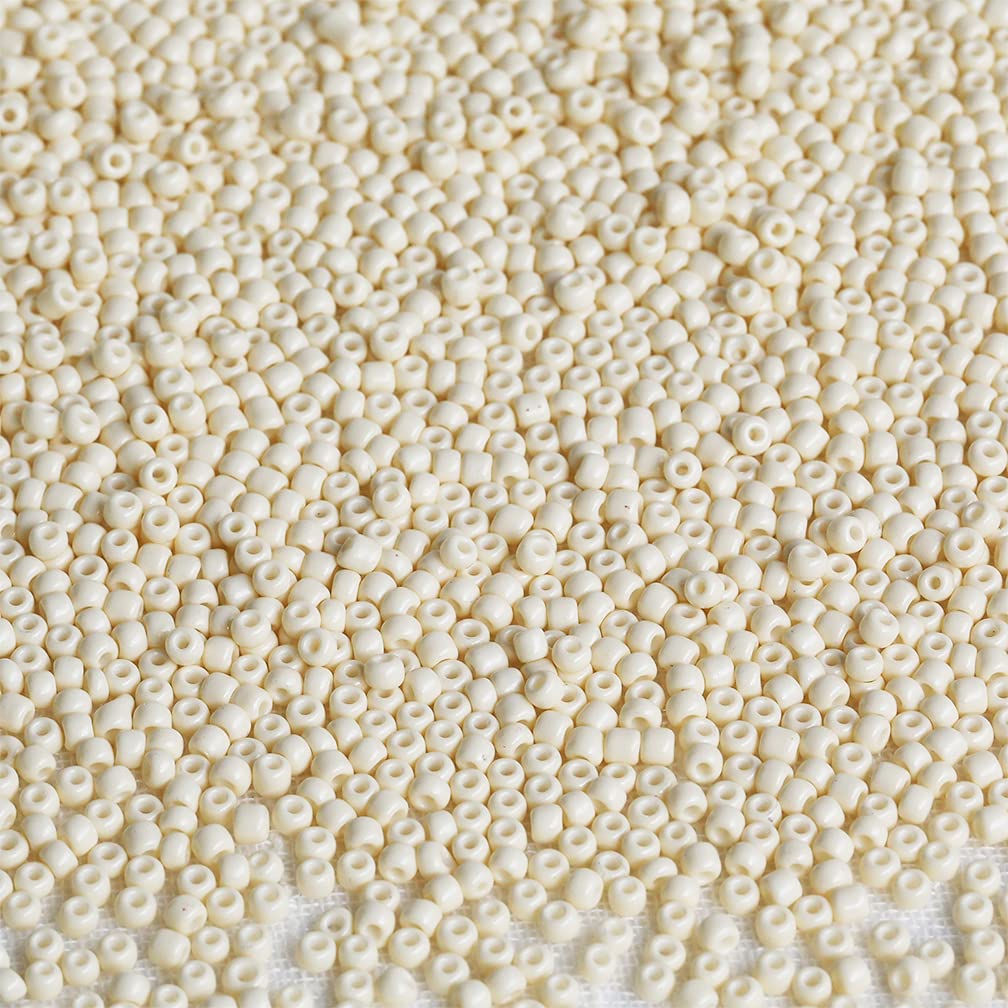 Tibaoffy Size 8/0 Crafts Glass Seed Beads 3mm Beige Beads for Jewelry Making (Total About 100gm About 3600pcs)
