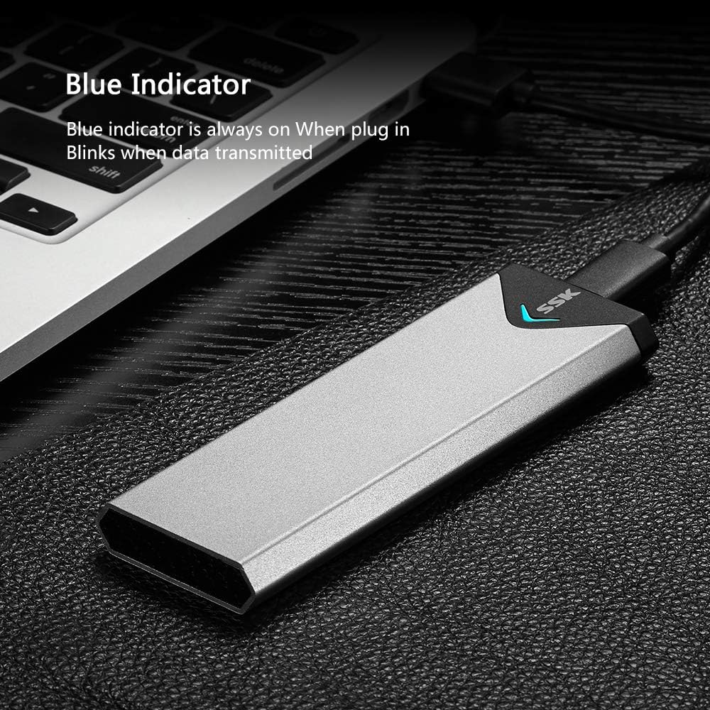 SSK Aluminum USB 3.1 to M.2 NGFF SSD Enclosure Adapter, External SATA Based M.2 Solid State Hard Drive Enclosure (SATA Based): MP3 Players & Accessories