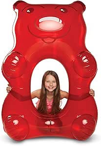 BigMouth Inc Giant Inflatable Candy Pool Float, Novelty Swim Tube, Emergency Patch Kit Included (Red Gummy Bear)