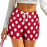 KGIDNG Red and White Polka Dot Womens High Waist Shorts Loose Wide Leg Shorts