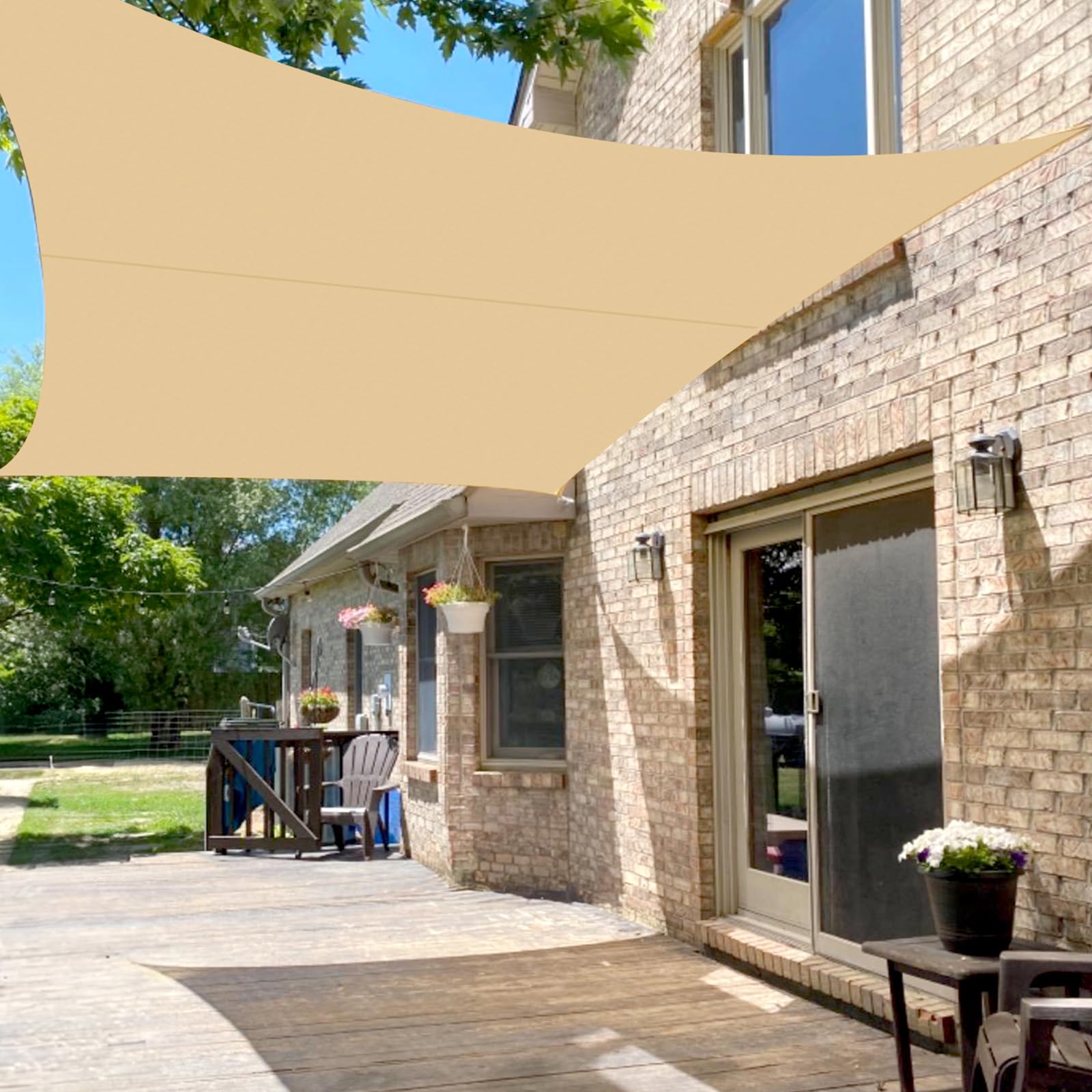 LOVE STORY Sun Shade Sail Waterproof Rectangle 3.5x4.5m Canopy Outdoor UV Block Sunshade Sail for Patio Garden Backyard，Sand