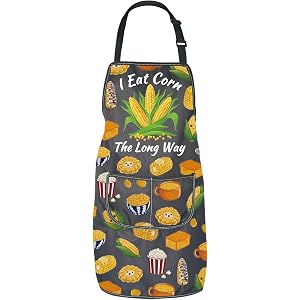 JNIAP Corn Farm Gift I Eat Corn The Long Way Apron Corn Gift for Veggie Lover Ear Of Corn Gi-ft