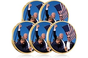 YVHUSK Donald Trump Assassinated Coins 2024 Shooting Collection Medal Trump Fighting for America Collectible Coin (5 Pieces Blue-Gold)