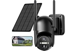 Tefrio Solar Security Cameras Wireless Outdoor with 360° Rotation Viewing, 2K Live Video, Color Night Vision, PIR Motion Alert, Siren Alarm, Phone Remote Access, 2.4Ghz WiFi for Home Outdoor Security
