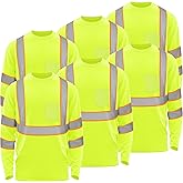 W&H Hi Vis Safety Long Sleeve Shirts Reflective High Visibility Birdeyes Class 3 Shirts,Construction Work