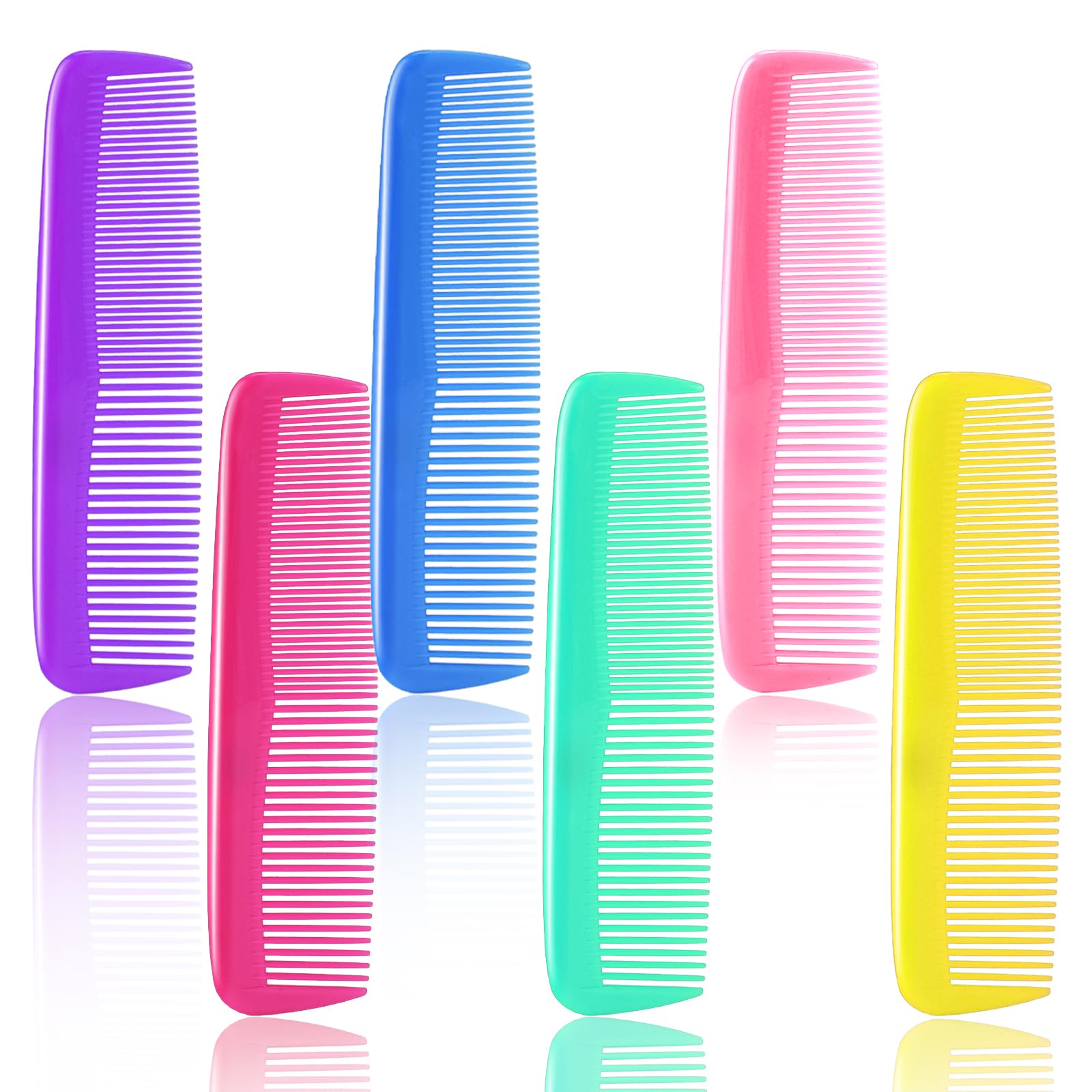 24 Pack Portable Hair Comb Set in 6 Colors - Fine and Wide Tooth Plastic Dressing Combs for Women