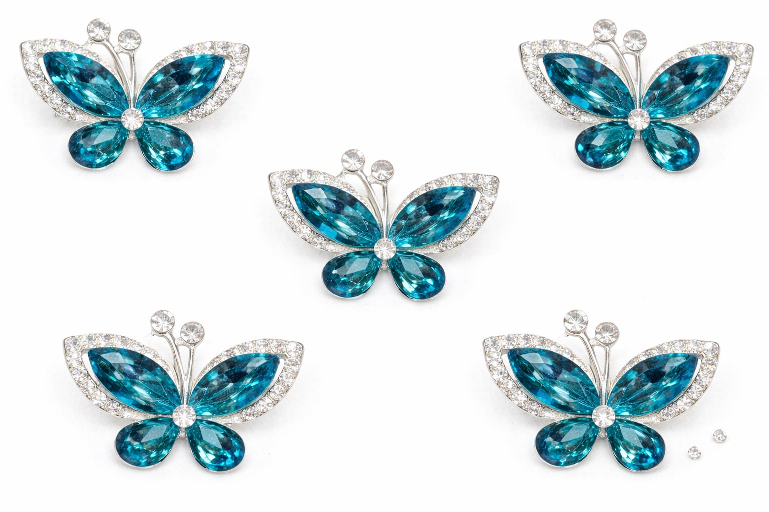 Syntego 5pcs Crystal Butterfly Flat Back Rhinestone Embellishments – Grade A Diamante Craft Decorations | Sparkly Butterfly Gems for Wedding, DIY Crafts, Cards, Scrapbooks, and Home Décor