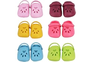 PUHIKE 6 Pairs of Classic Clogs, 18” Doll Shoes American Doll Shoes 18 in Doll Accessories for Creating a Summer Look