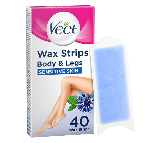 VEET EASY-GEL LEGS HAIR REMOVAL WAX STRIPS FOR SENSITIVE SKIN 40 PACK