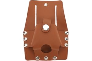 Tape Measure Holder, PU Leather Tool Pouch with Button Closure, Large Capacity Belt Carrier for Carpenters Construction Worke