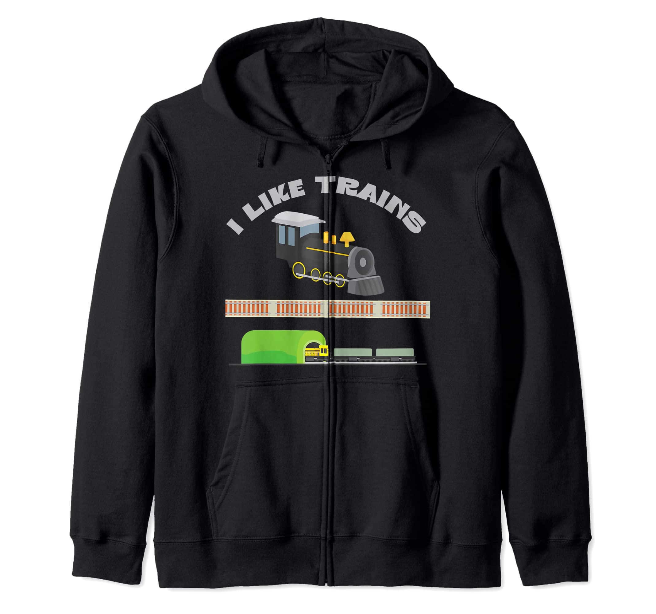 I Like Trains Collector Model Railroad Locomotive Tunnel Zip Hoodie
