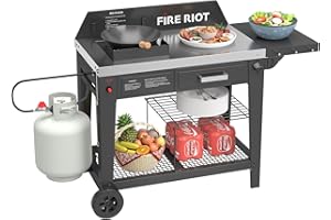 FIRE RIOT Heavy-Duty Outdoor Wok Cooking Station – 50,000 BTU Wok Burner - High-Performance 12.59” Carbon Steel Wok - Perfect for Stir-Frying, Searing, Tailgating, Fishing and Outdoor Wok Station