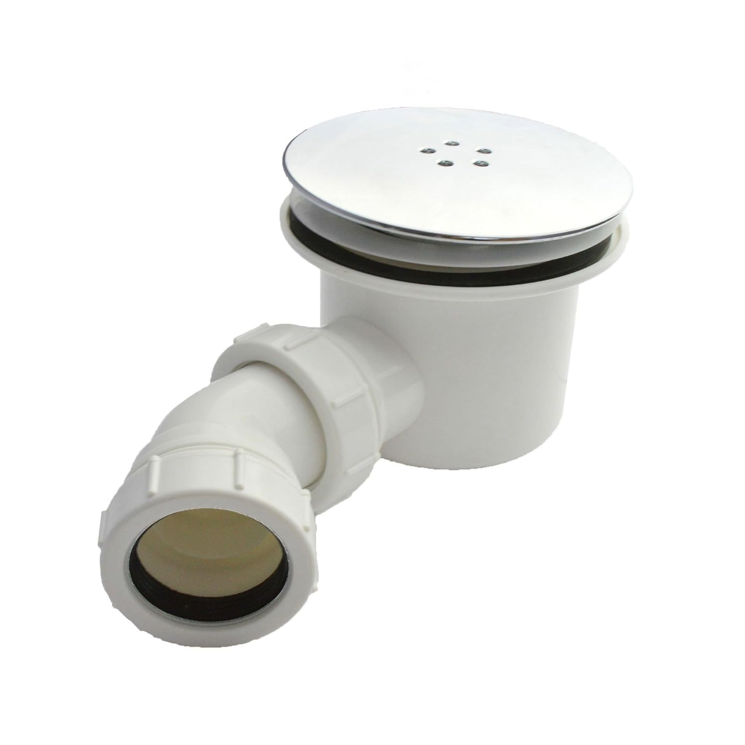 CHROME COVER LOW PROFILE SHOWER TRAY WASTE TRAP EASY REMOVABLE FOR