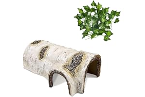Cosyall Reptile Hide Caves Simulation Tree Hideout Snake Hide Leopard Gecko Terrarium Plastic Plant Leaves Ornament Habitat Shelter Decor for Lizard Hermit Crab Spider Frog Amphibians Medium Size